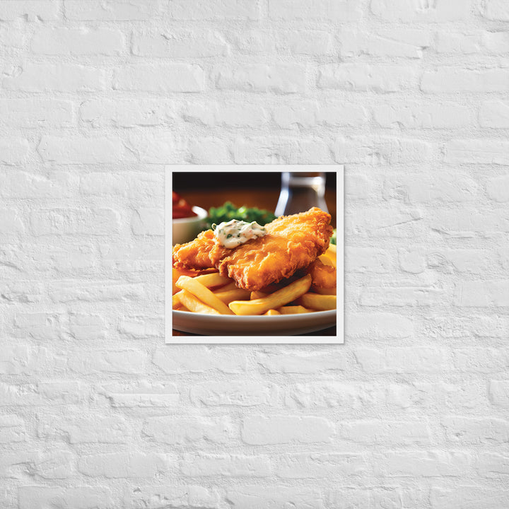 Barramundi Fish and Chips Framed poster 🤤 from Yumify.AI