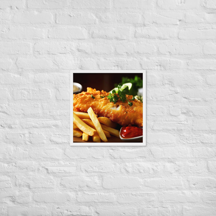 Barramundi Fish and Chips Framed poster 🤤 from Yumify.AI