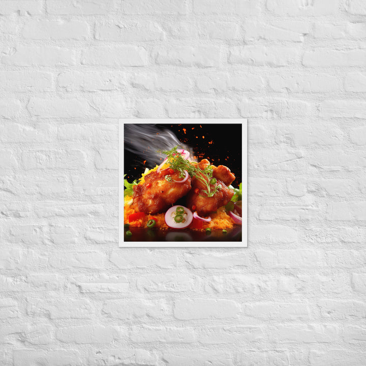 Spicy Fried Chicken Framed poster 🤤 from Yumify.AI