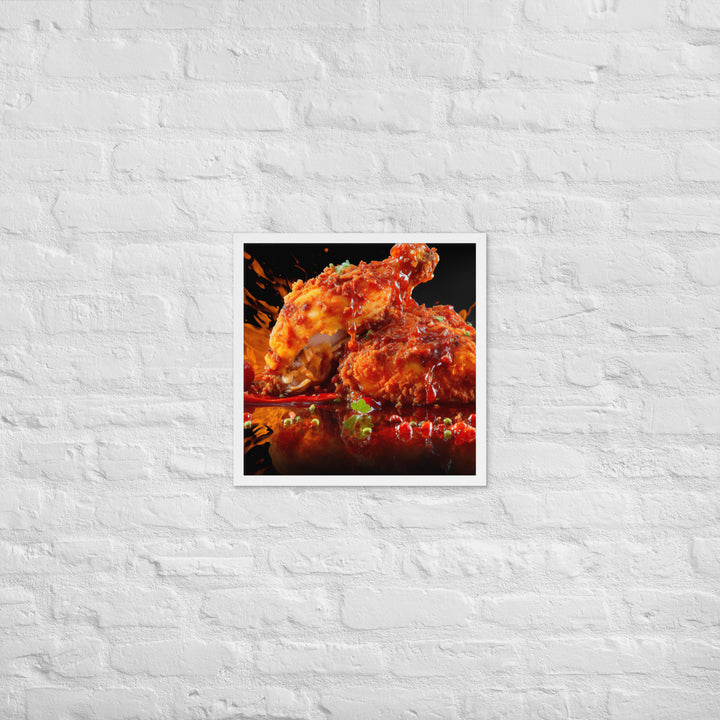 Spicy Fried Chicken Framed poster 🤤 from Yumify.AI