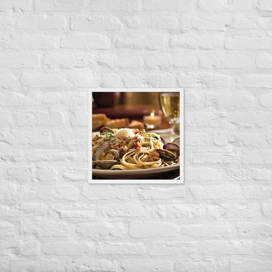 Linguine with Clam Sauce Framed poster 🤤 from Yumify.AI