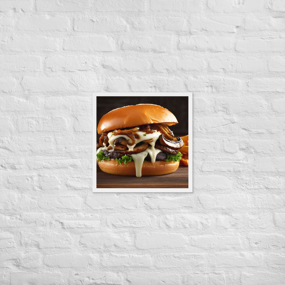 Mushroom Swiss Burger Framed poster 🤤 from Yumify.AI