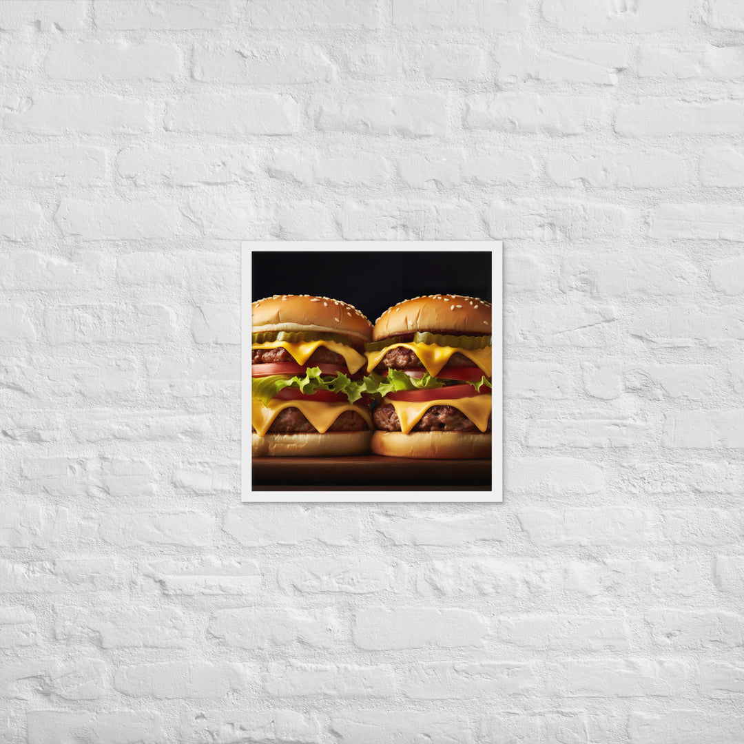 Double Cheese burger Framed poster 🤤 from Yumify.AI