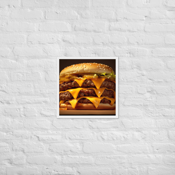 Double Cheese burger Framed poster 🤤 from Yumify.AI