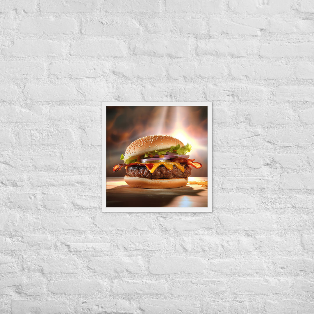 Bacon Cheese burger Framed poster 🤤 from Yumify.AI