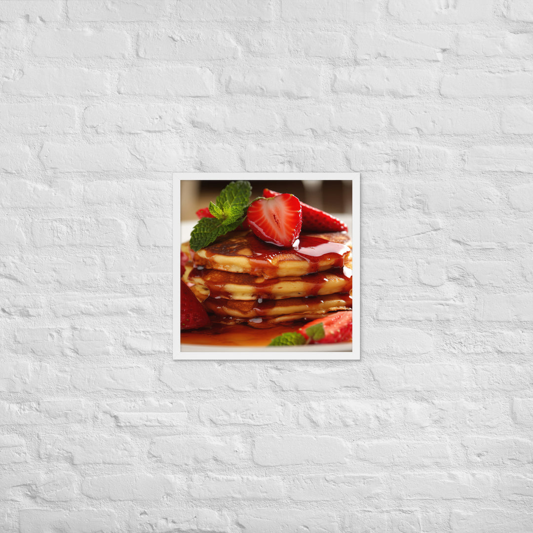 Strawberry Pancakes Framed poster 🤤 from Yumify.AI