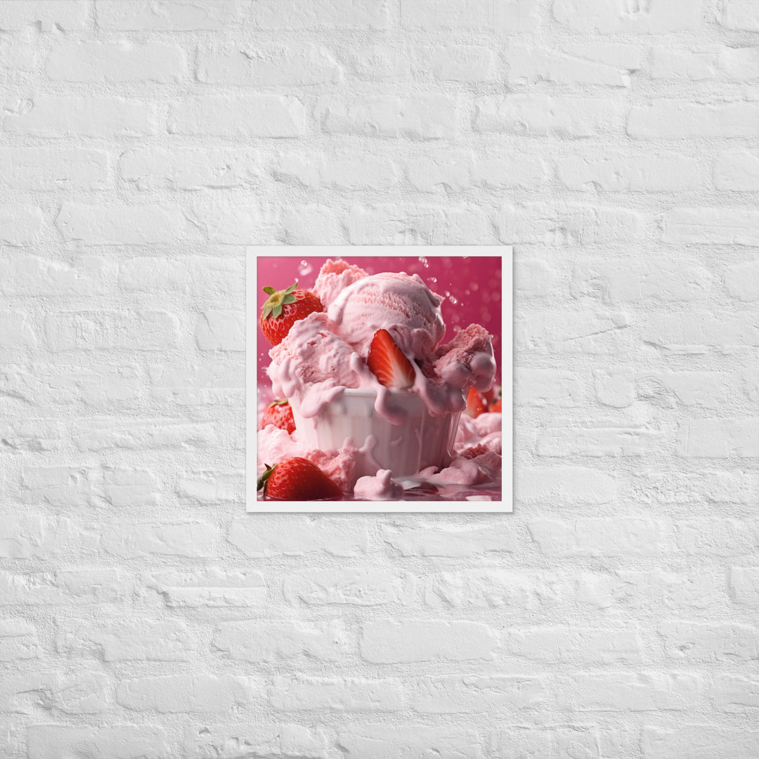 Strawberry Ice Cream Framed poster 🤤 from Yumify.AI