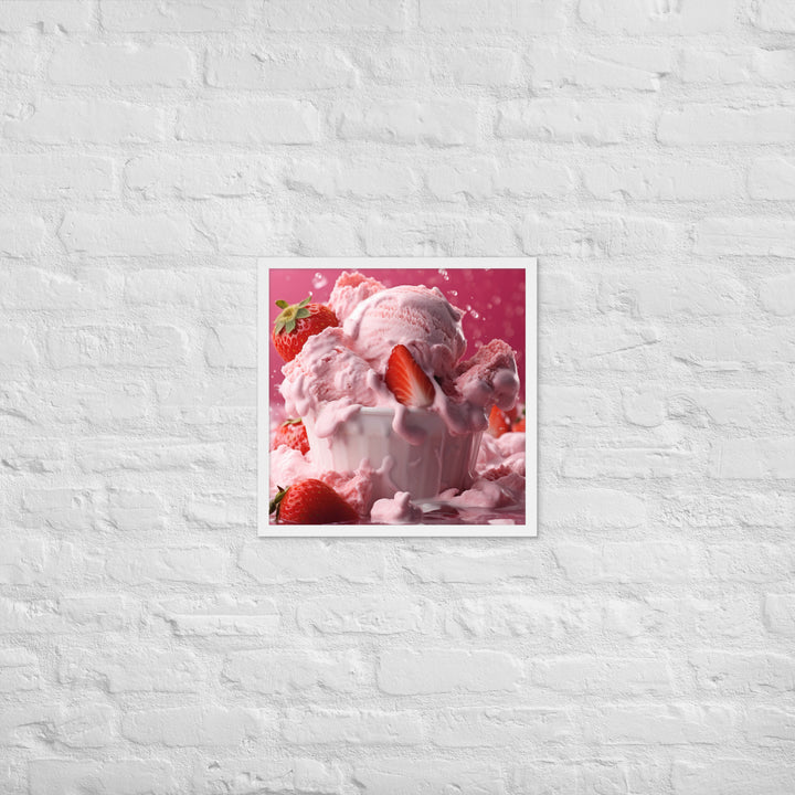 Strawberry Ice Cream Framed poster 🤤 from Yumify.AI