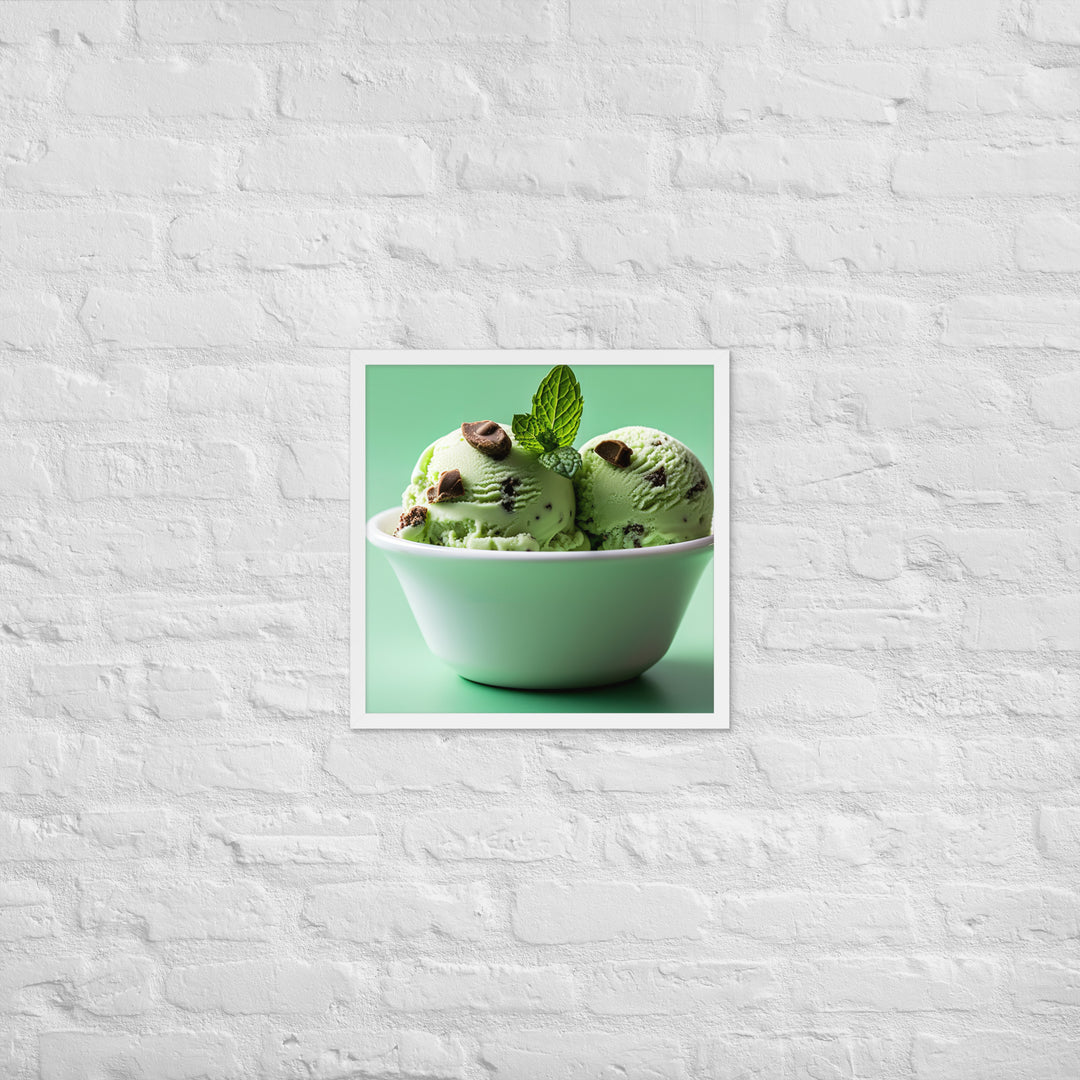 Mint Chocolate Chip Ice Cream Framed poster 🤤 from Yumify.AI