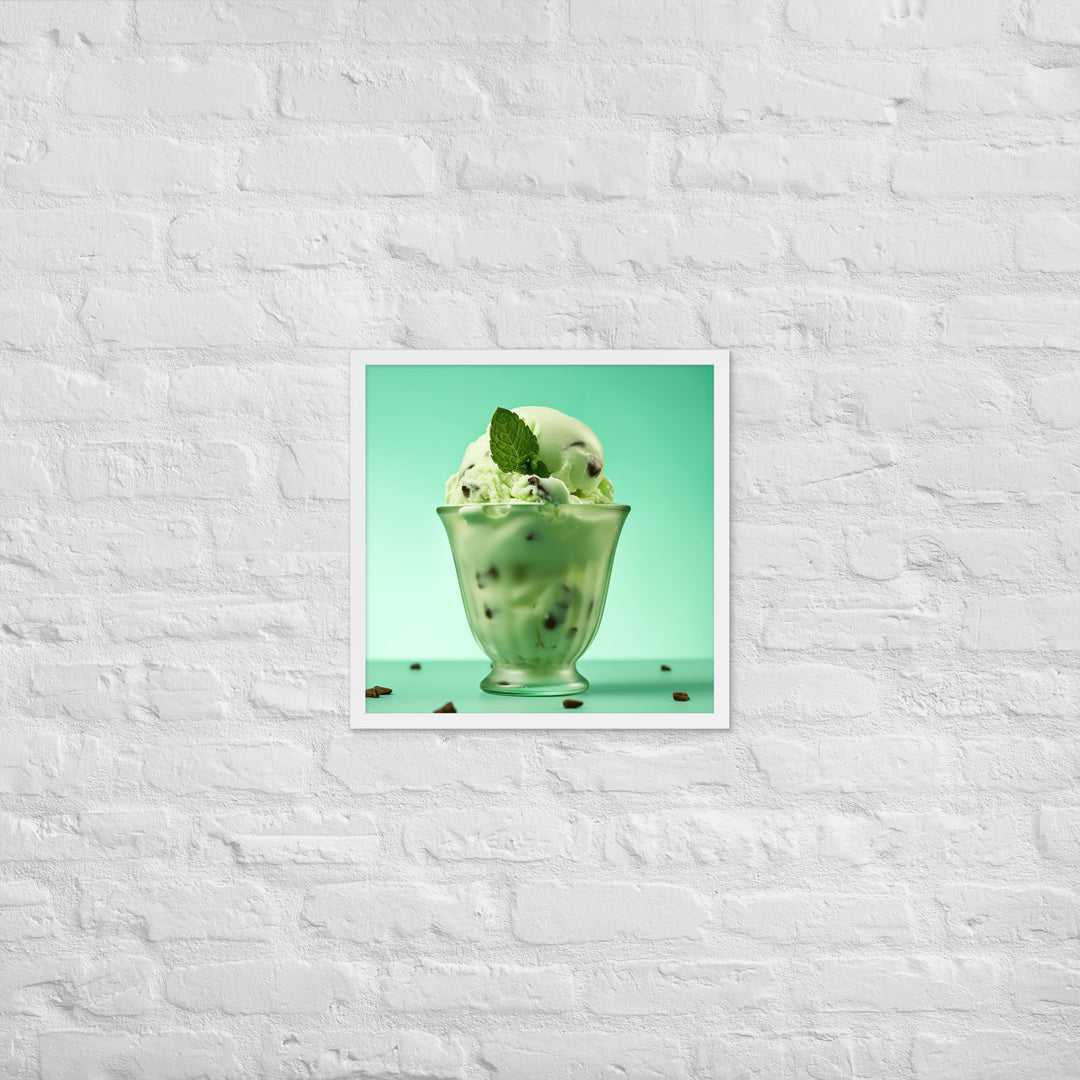 Mint Chocolate Chip Ice Cream Framed poster 🤤 from Yumify.AI