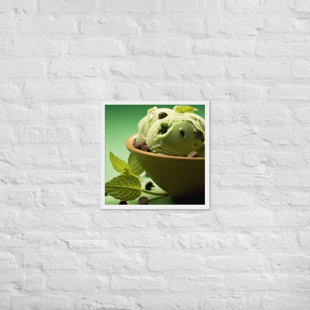 Mint Chocolate Chip Ice Cream Framed poster 🤤 from Yumify.AI