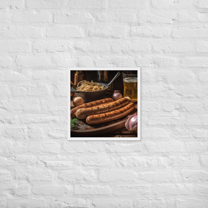 Sausage and Onions Framed poster 🤤 from Yumify.AI