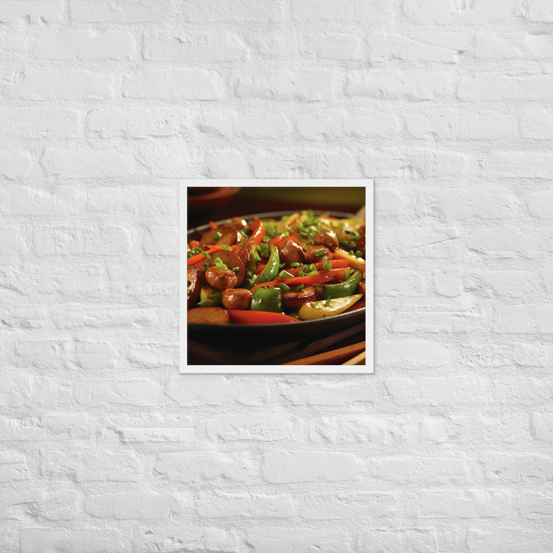 Sausage Stir Fry Framed poster 🤤 from Yumify.AI