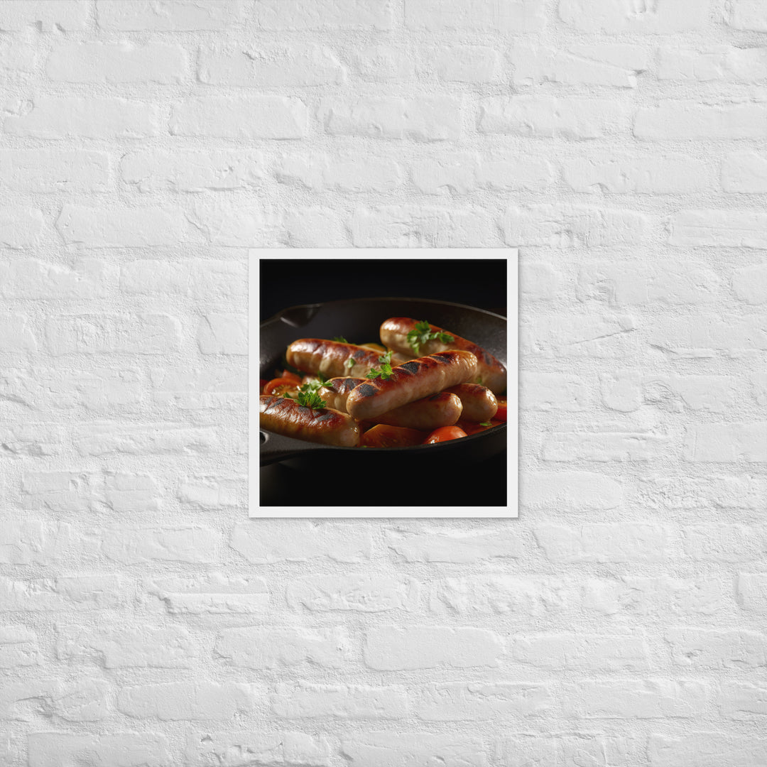 Pan Fried Sausage Framed poster 🤤 from Yumify.AI