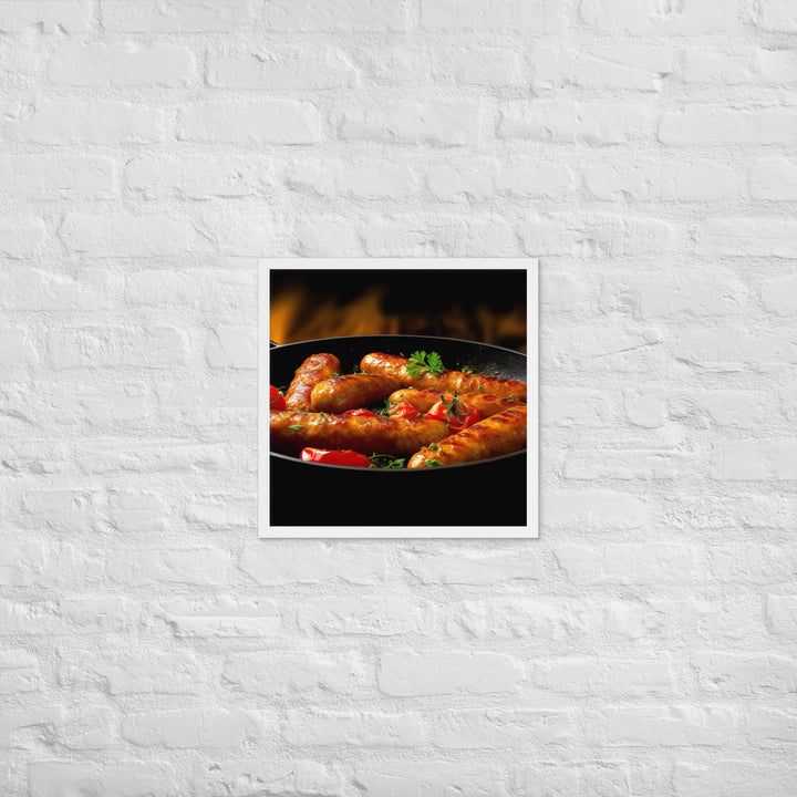 Pan Fried Sausage Framed poster 🤤 from Yumify.AI