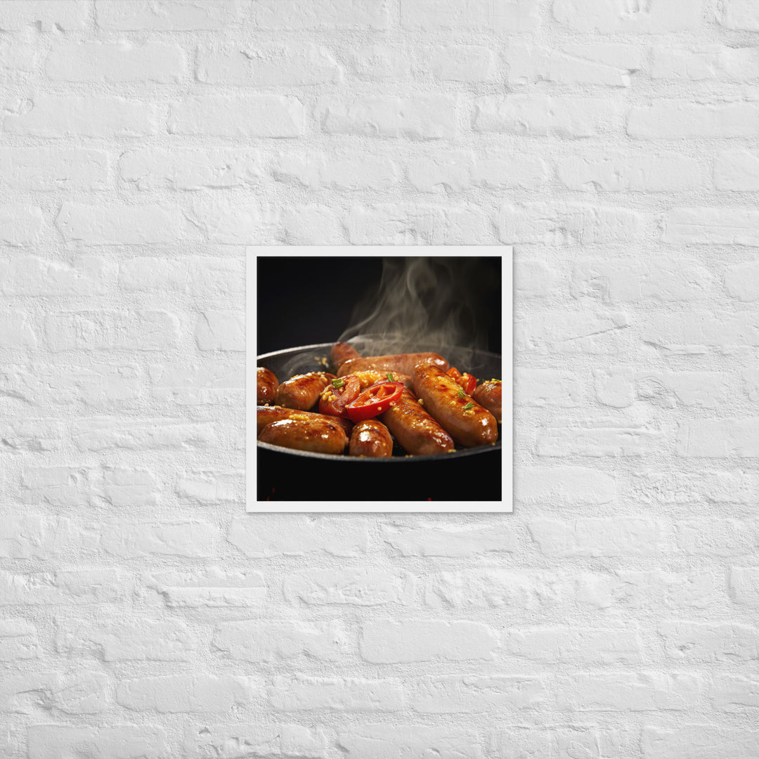 Pan Fried Sausage Framed poster 🤤 from Yumify.AI