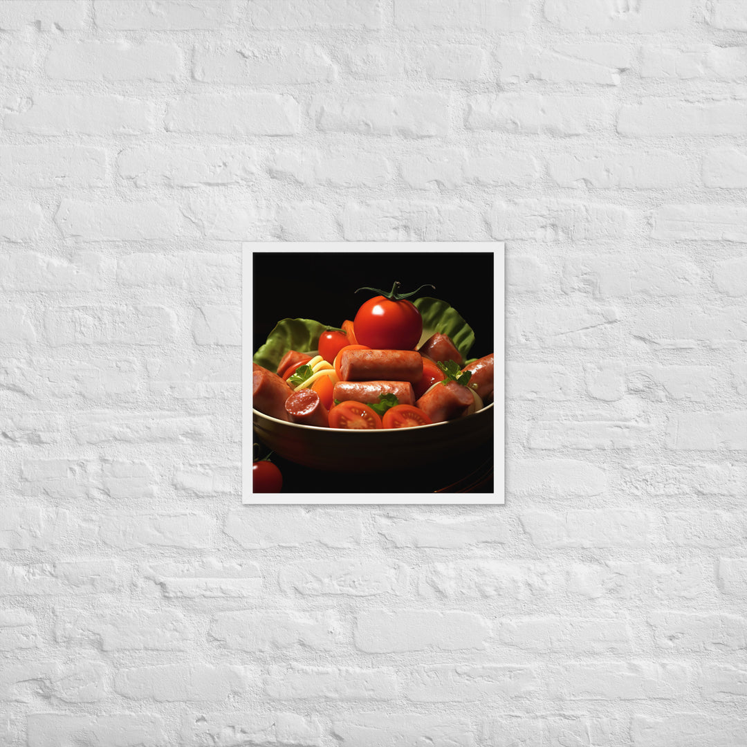Boiled sausage Framed poster 🤤 from Yumify.AI