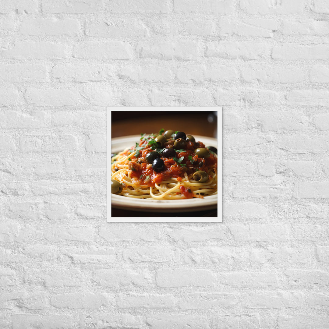 Spaghetti Puttanesca with Anchovies Framed poster 🤤 from Yumify.AI