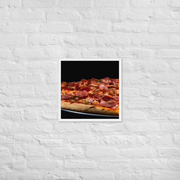 A Loaded Meat Pizza Framed poster 🤤 from Yumify.AI