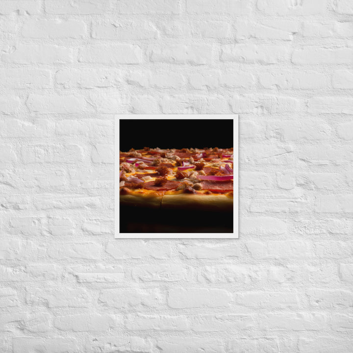 A Loaded Meat Pizza Framed poster 🤤 from Yumify.AI