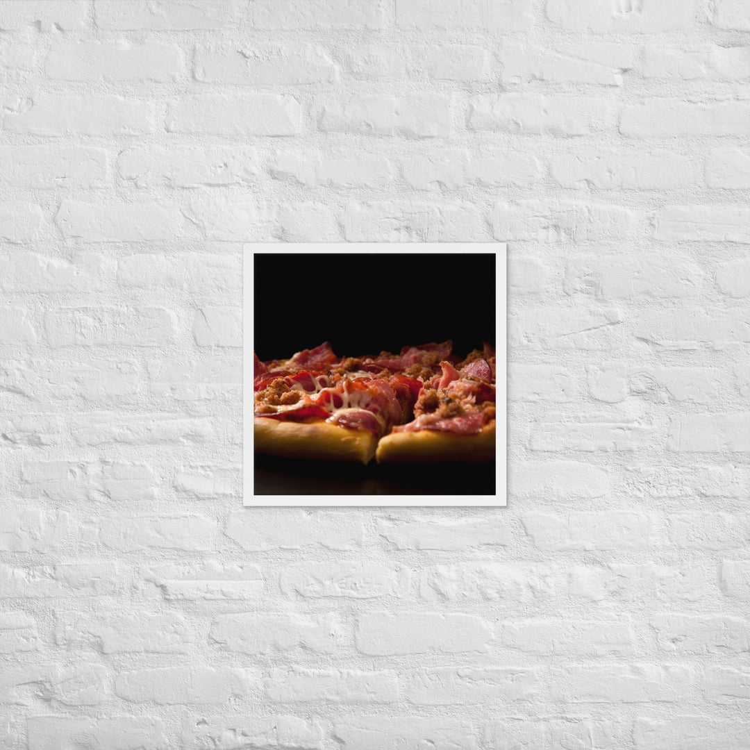 A Loaded Meat Pizza Framed poster 🤤 from Yumify.AI