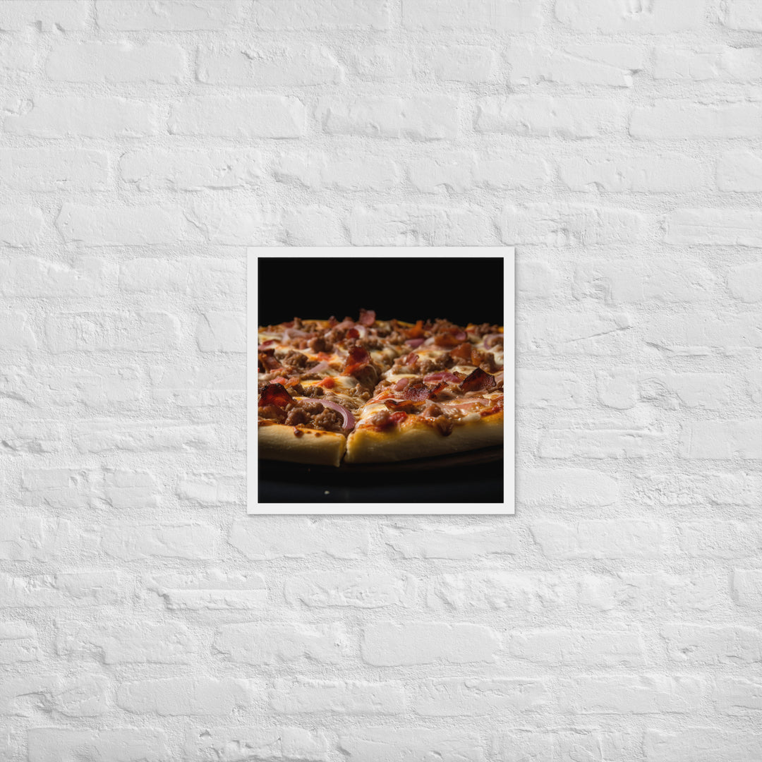A Loaded Meat Pizza Framed poster 🤤 from Yumify.AI