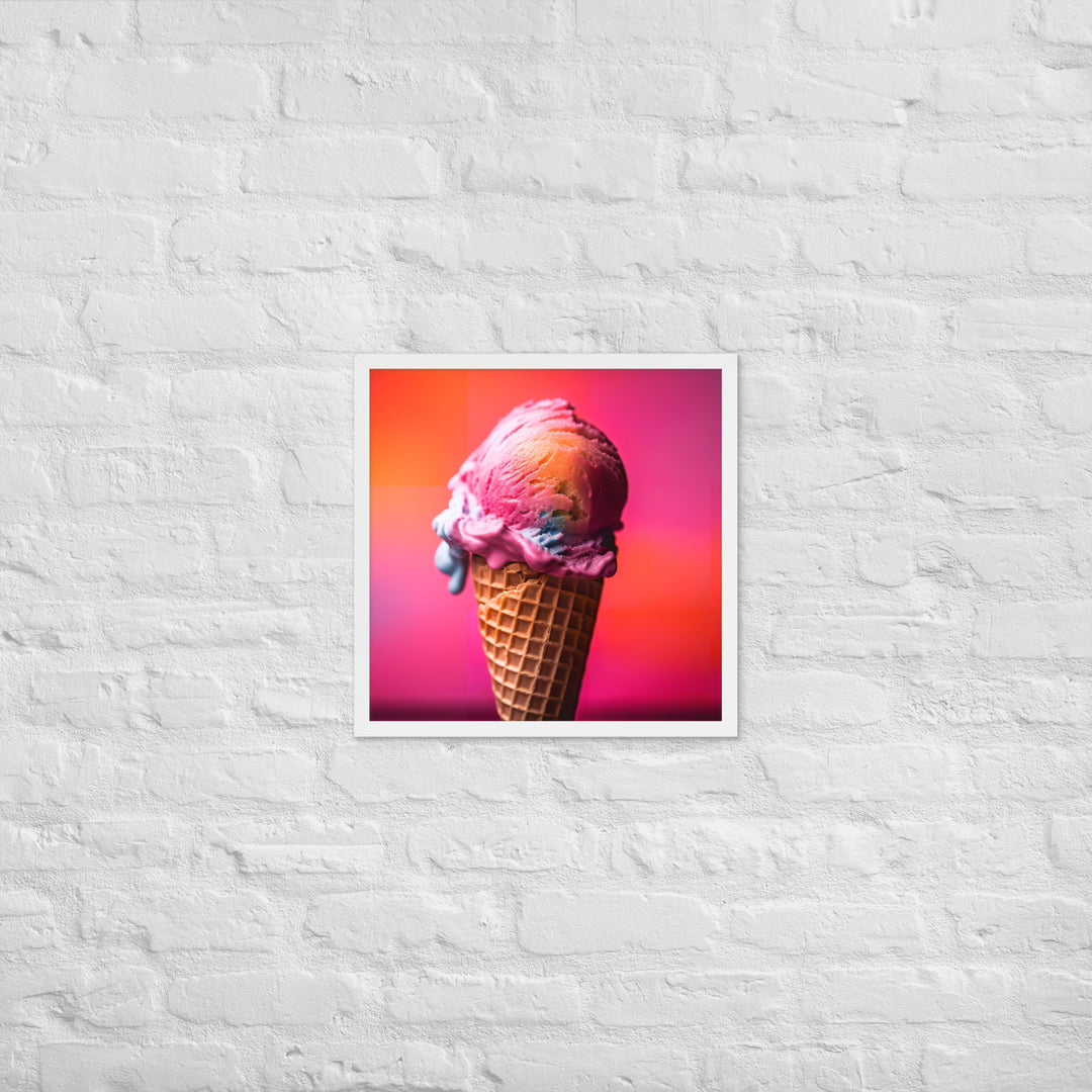 Strawberry Cheesecake Cone Framed poster 🤤 from Yumify.AI