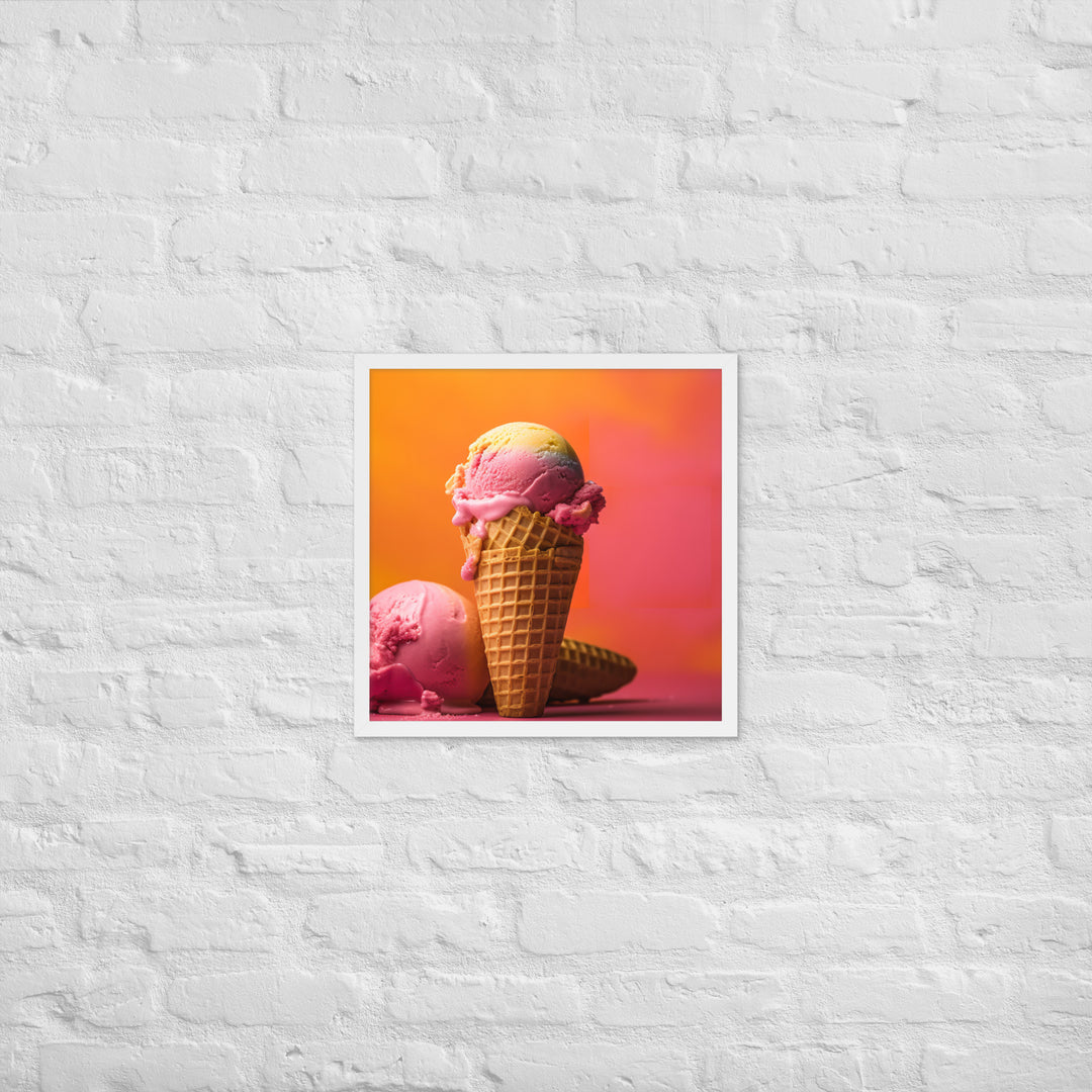 Rainbow Sherbet Cone Framed poster 🤤 from Yumify.AI
