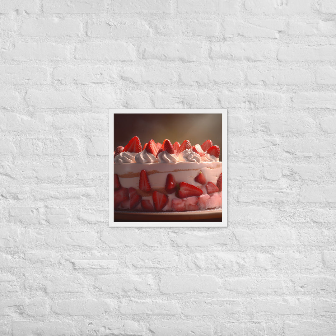 Strawberry Shortcake Ice Cream Cake Framed poster 🤤 from Yumify.AI