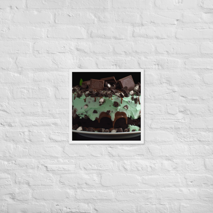 Mint Chocolate Chip Ice Cream Cake Framed poster 🤤 from Yumify.AI