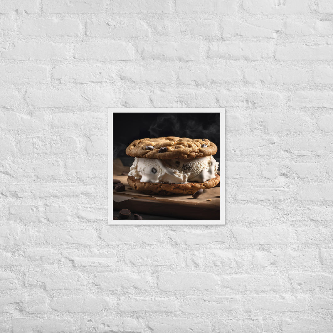 Classic Chocolate Chip Cookie Ice Cream Sandwich Framed poster 🤤 from Yumify.AI