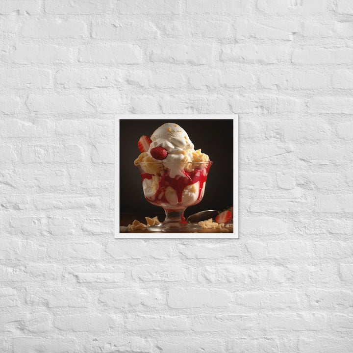 Strawberry Shortcake Sundae Framed poster 🤤 from Yumify.AI