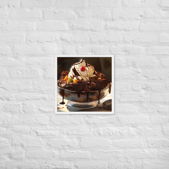 Chocolate Lovers Dream Sundae Framed poster 🤤 from Yumify.AI