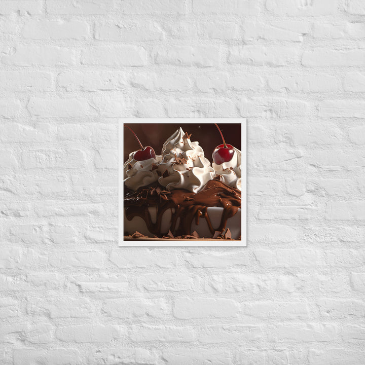 Chocolate Fudge Soft Serve Sundae Framed poster 🤤 from Yumify.AI