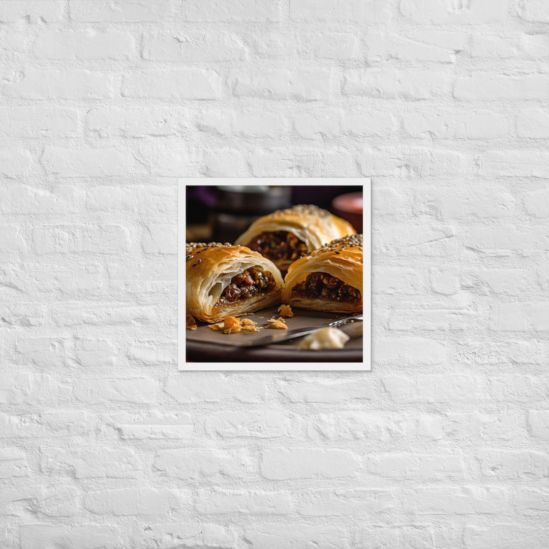 Vegetarian Sausage Roll Framed poster 🤤 from Yumify.AI