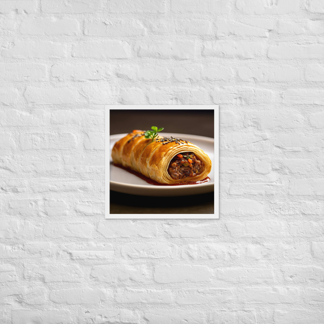 Vegetarian Sausage Roll Framed poster 🤤 from Yumify.AI