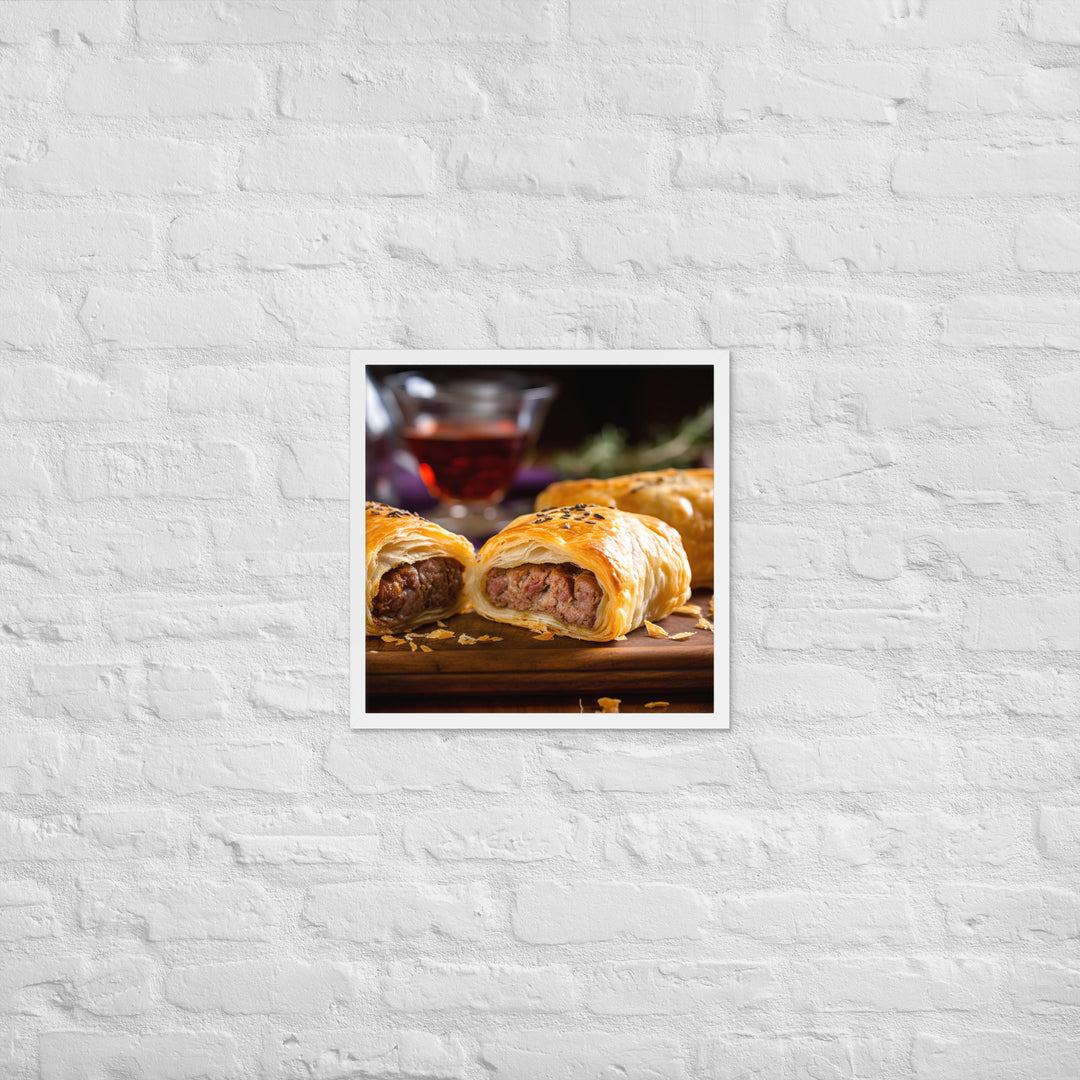 Beef and Onion Sausage Roll Framed poster 🤤 from Yumify.AI