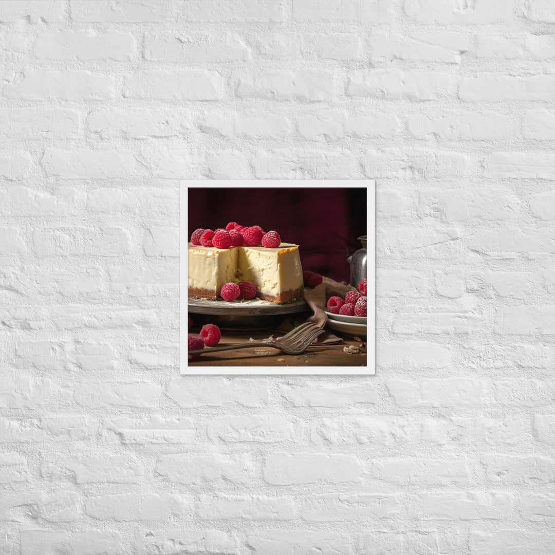 White Chocolate Raspberry Cheesecake Framed poster 🤤 from Yumify.AI