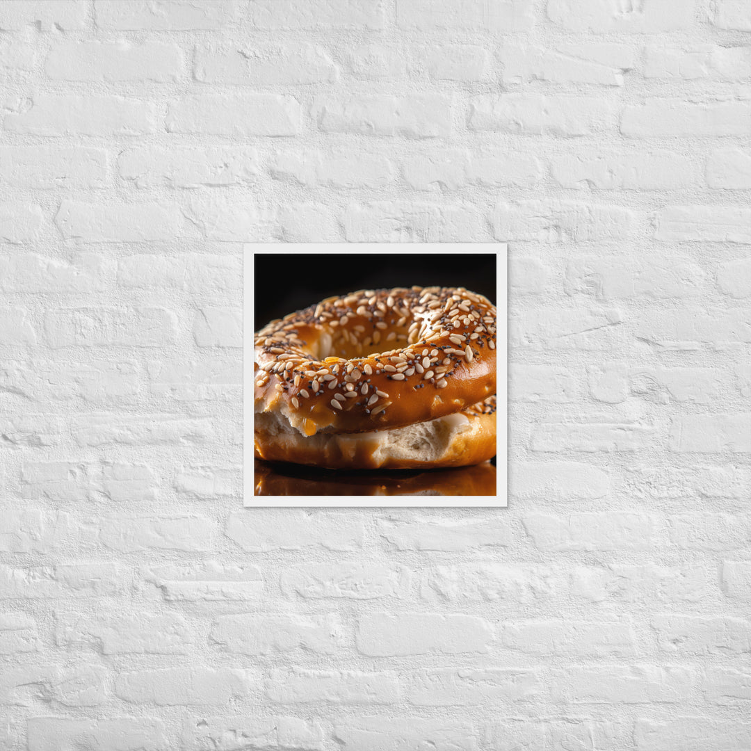 Sesame Bagel Framed poster 🤤 from Yumify.AI