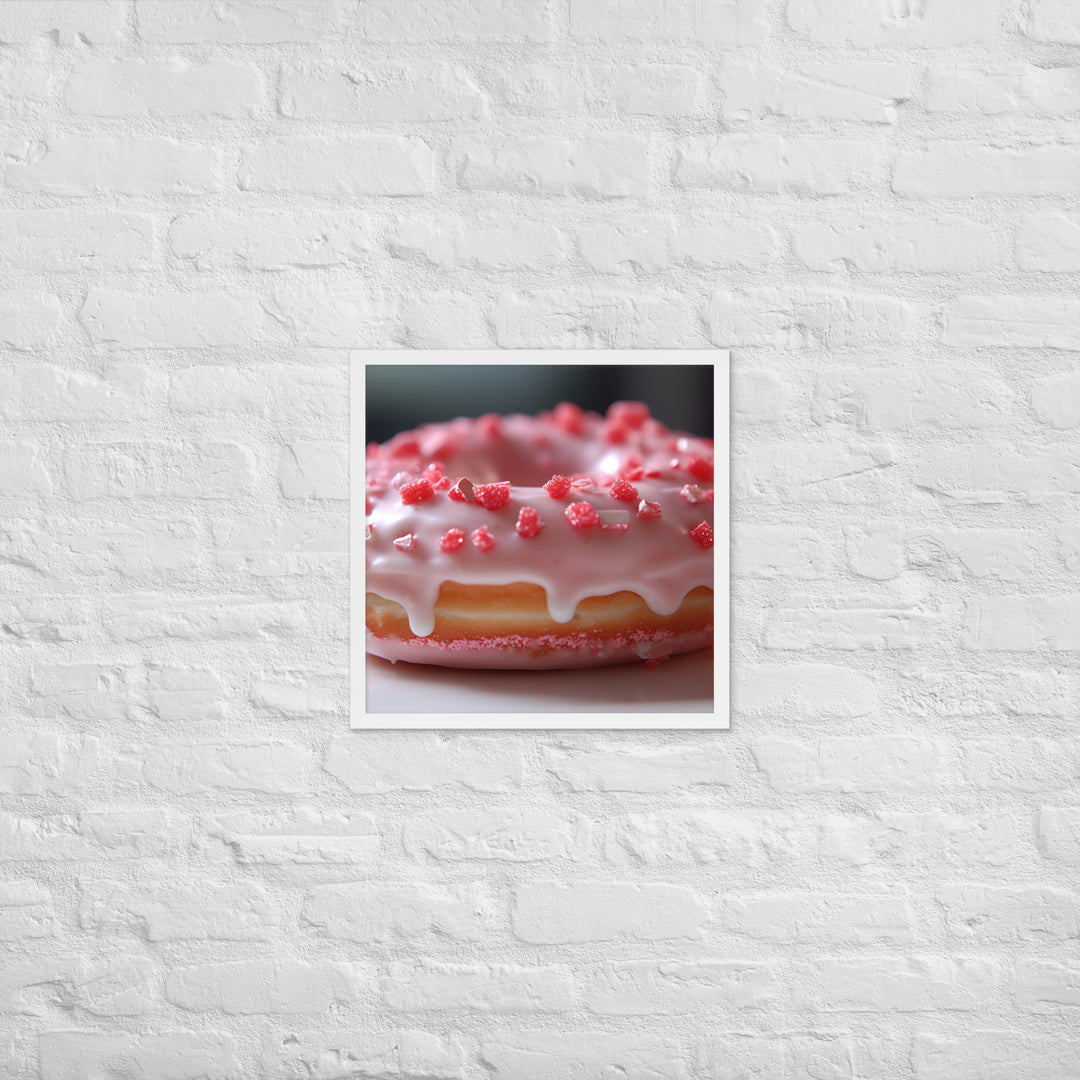 Strawberry Frosted Donut Framed poster 🤤 from Yumify.AI