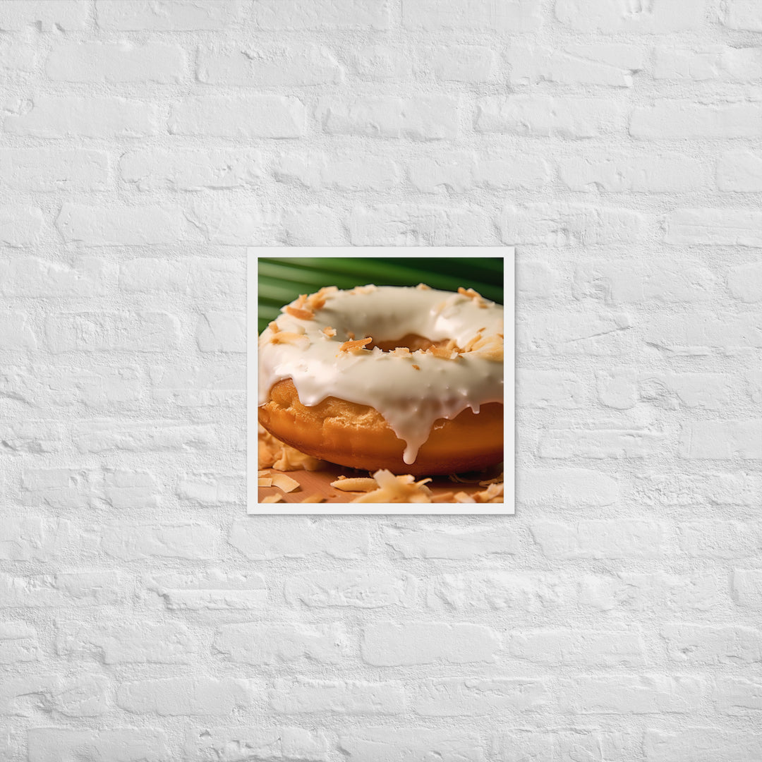 Coconut Cream Donut Framed poster 🤤 from Yumify.AI