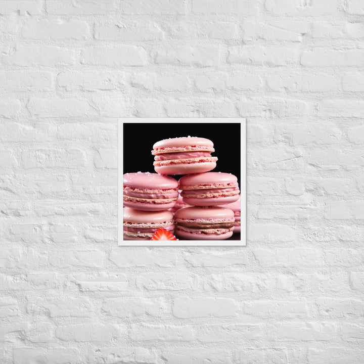 Strawberry Macarons Framed poster 🤤 from Yumify.AI