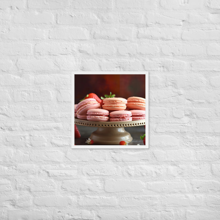 Strawberry Macarons Framed poster 🤤 from Yumify.AI