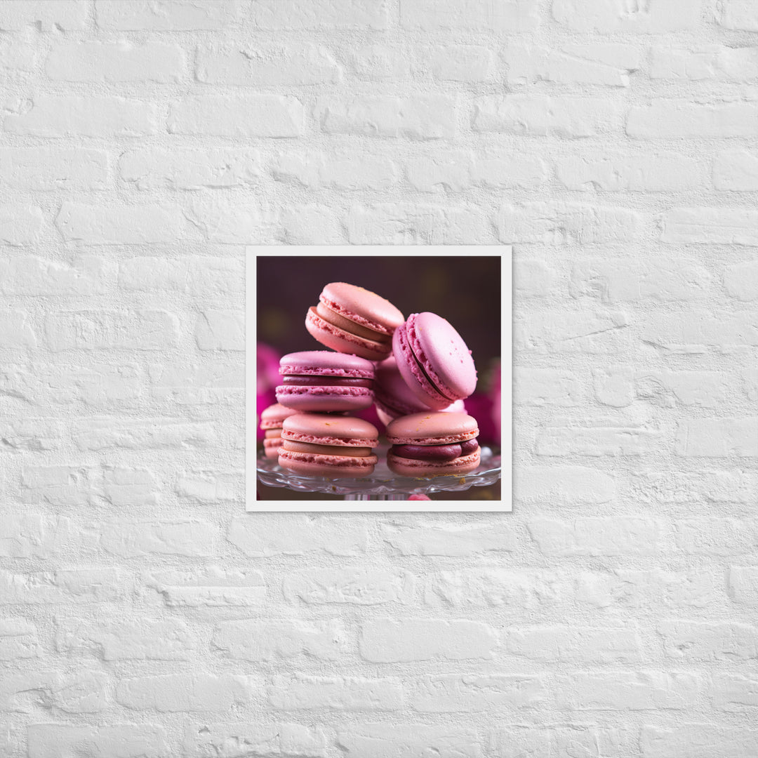 Raspberry Macarons Framed poster 🤤 from Yumify.AI