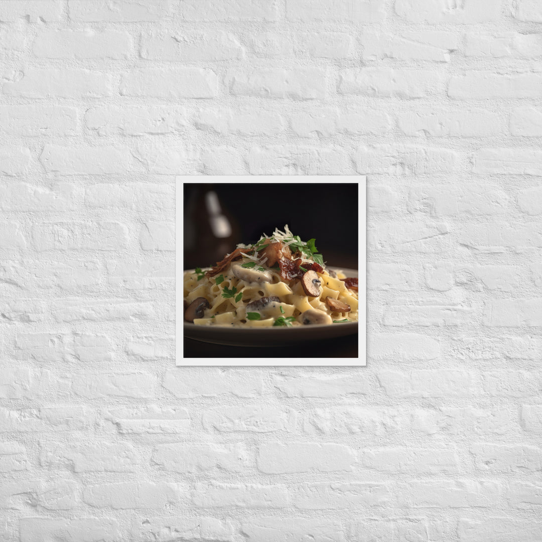 Pasta dish featuring Parmesan cheese Framed poster 🤤 from Yumify.AI