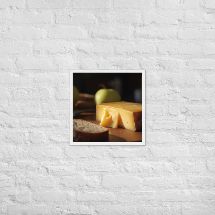 A slice of aged cheddar Framed poster 🤤 from Yumify.AI