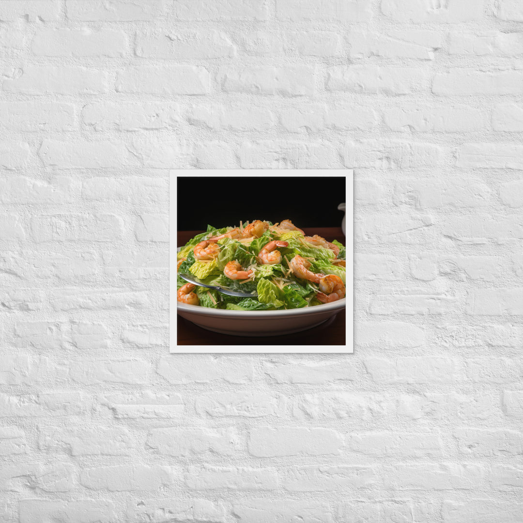 Shrimp Caesar salad Framed poster 🤤 from Yumify.AI