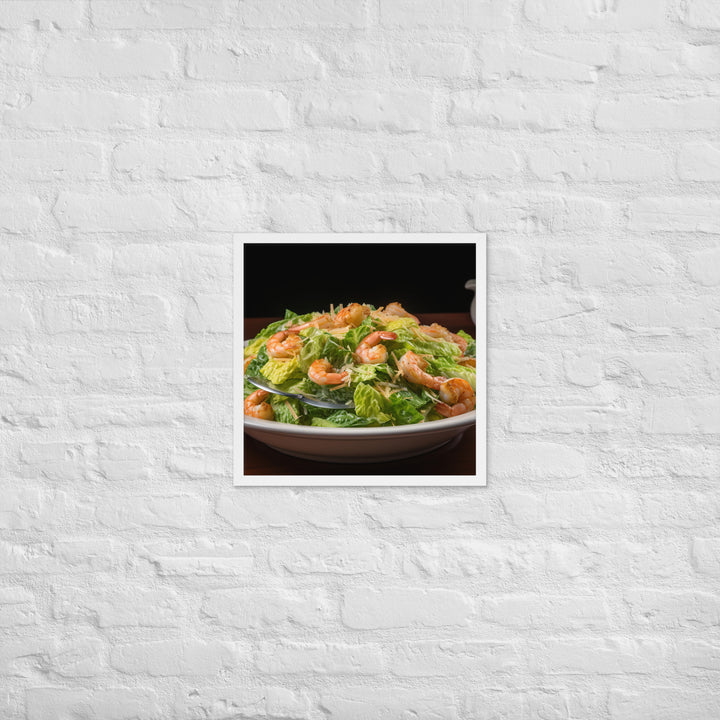 Shrimp Caesar salad Framed poster 🤤 from Yumify.AI