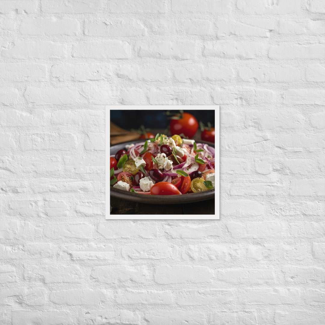 Classic Greek salad with ripe cherry tomatoes Framed poster 🤤 from Yumify.AI