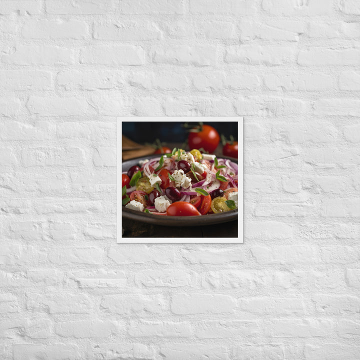 Classic Greek salad with ripe cherry tomatoes Framed poster 🤤 from Yumify.AI